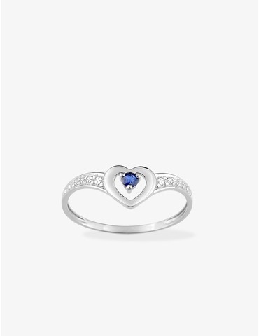 Bague cœur or blanc 750 ‰...