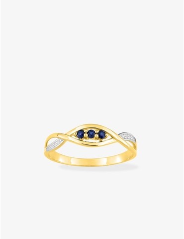 Bague or 375‰ saphir et...