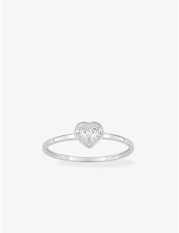 Bague cœur or blanc 375 ‰...