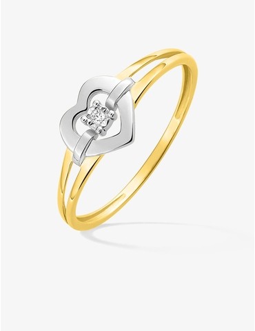 Bague cœur bicolore en or...