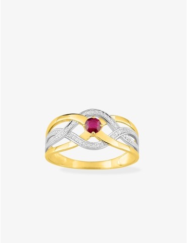 Bague en or bicolore 375 ‰,...