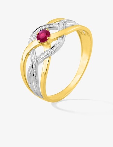 Bague en or bicolore 375 ‰,...