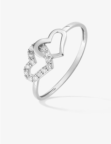Bague or 375 ‰ blanc avec...