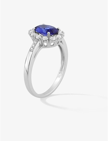 Bague or blanc 750 ‰ saphir...