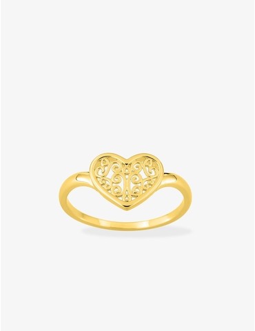 Bague or jaune 750 ‰ cœur...