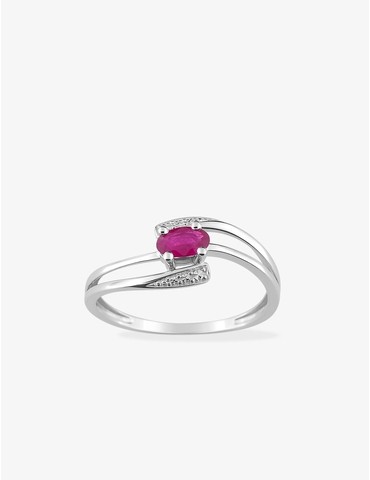 Bague solitaire or blanc...