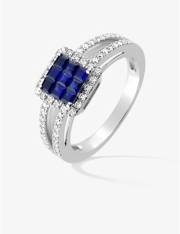 Bague en or blanc 750 ‰, 9...