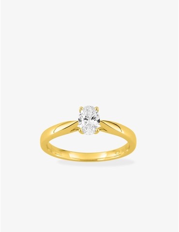 Bague solitaire ovale en or...