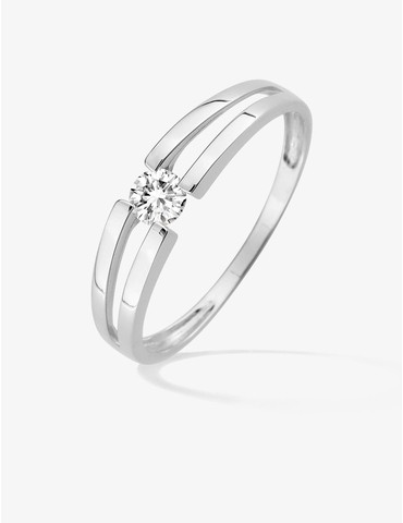 Bague or 375 ‰ blanc avec...
