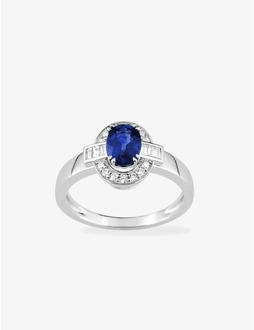 Bague or 750 ‰ blanc avec...
