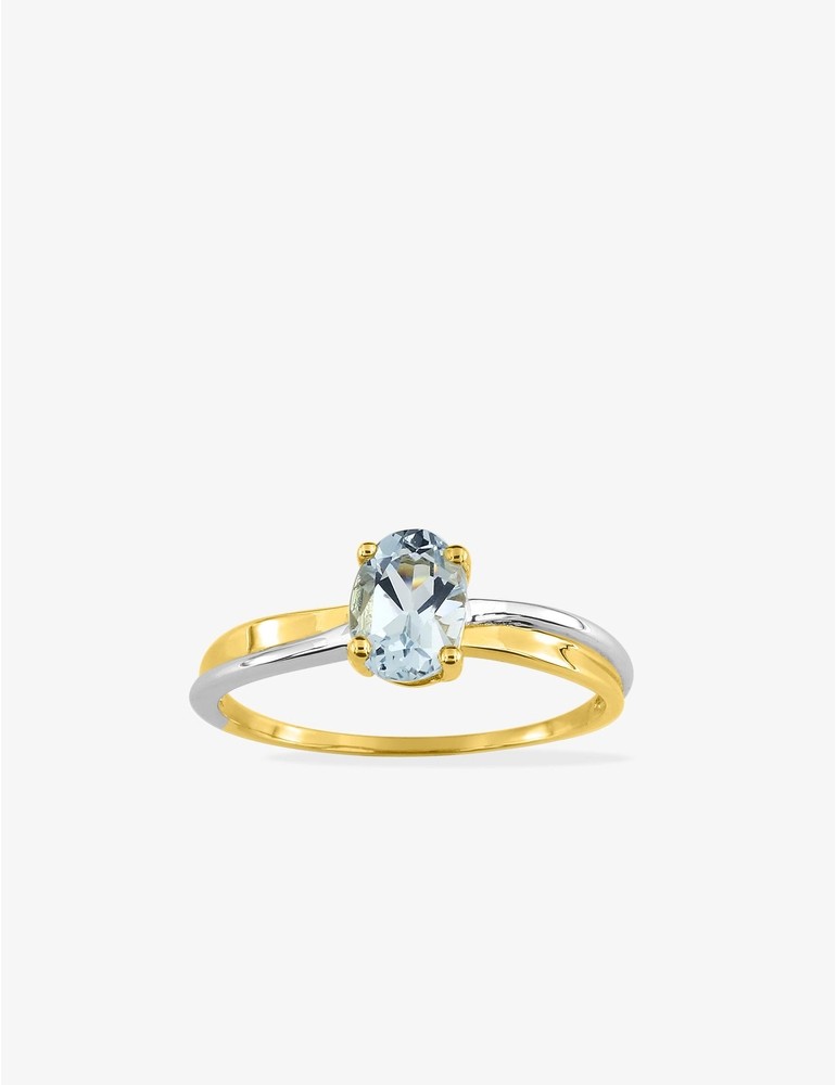 Bague bicolore 375‰, aigue-marine