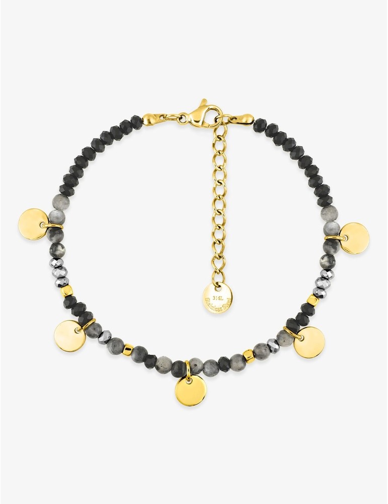 Bracelet élastique acier noir et doré