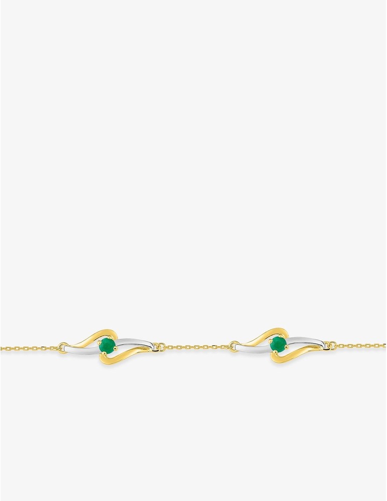 Bracelet fantaisie bicolore or 375‰, émeraude