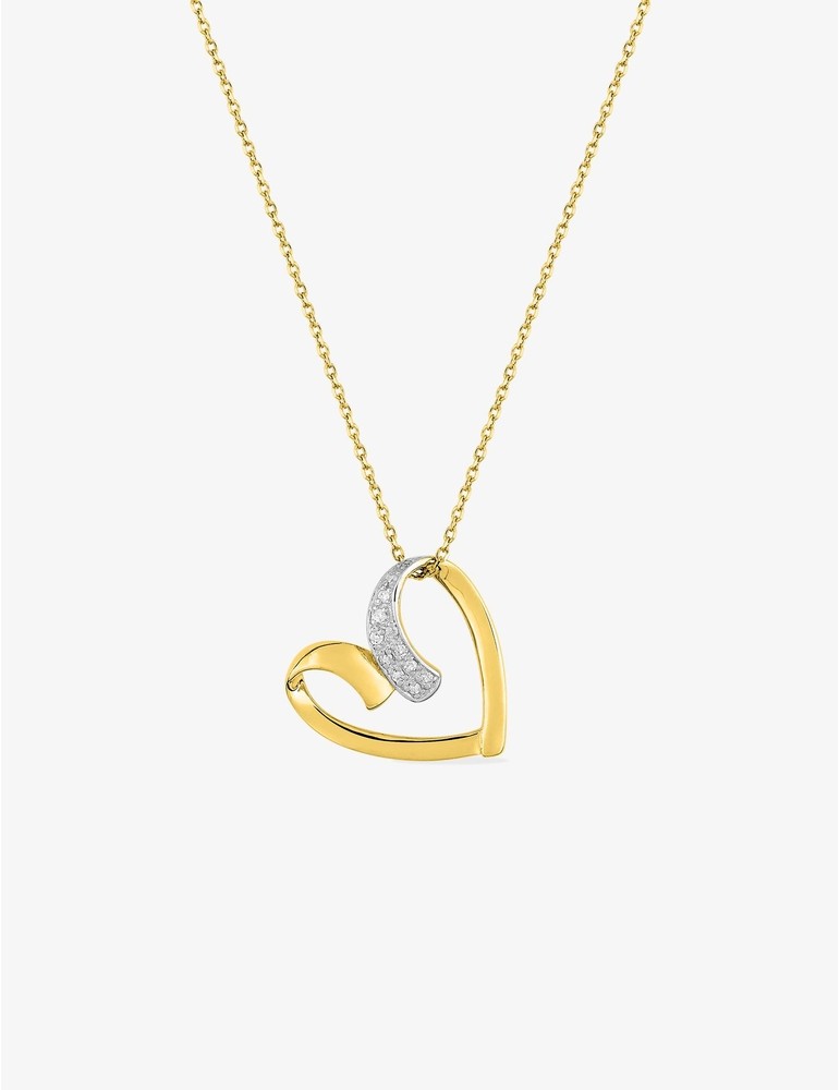 Collier cœur or jaune 375‰ et diamant 0,04 ct