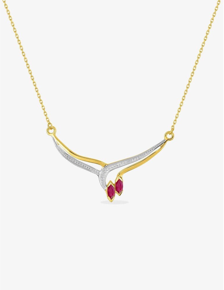 Collier fantaisie or 375‰, rubis et oxyde de zirconium