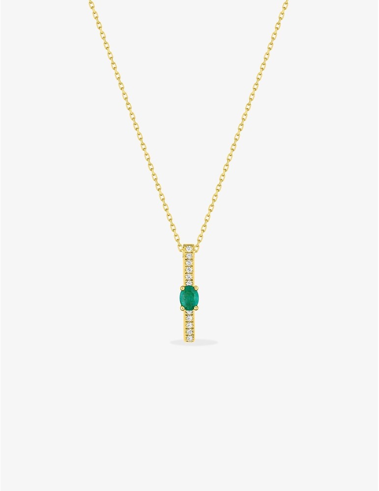 Collier or jaune 375‰, émeraude et oxyde de zirconium
