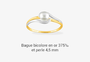 Bague bicolore en or 375‰ et perle 4,5 mm