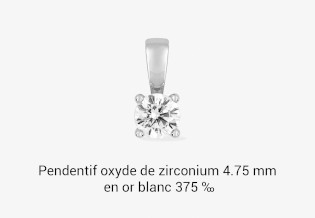 Pendentif oxyde de zirconium 4.75 mm en or blanc 375 ‰
